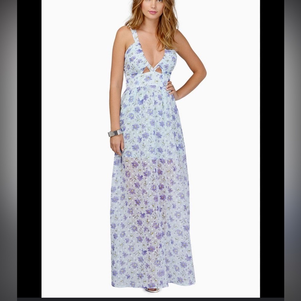 Tobi Floral Maxi Dress, strappy deep V neck with cutouts, size S (2-4)​​​